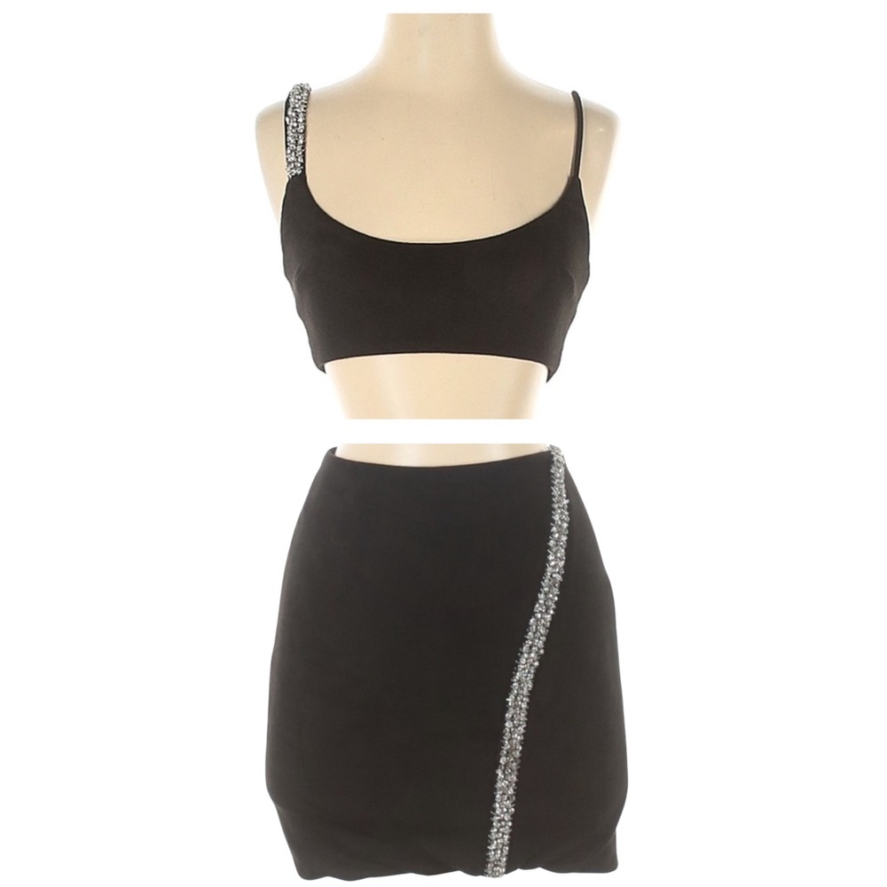 Oh Polly Faux Suede and Beading Detail Set - Top and Skirt - Size 2